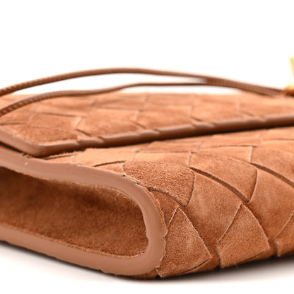 Bottega Veneta Suede Intrecciato Long Andiamo Top Handle Clutch  Amber 8 of 9