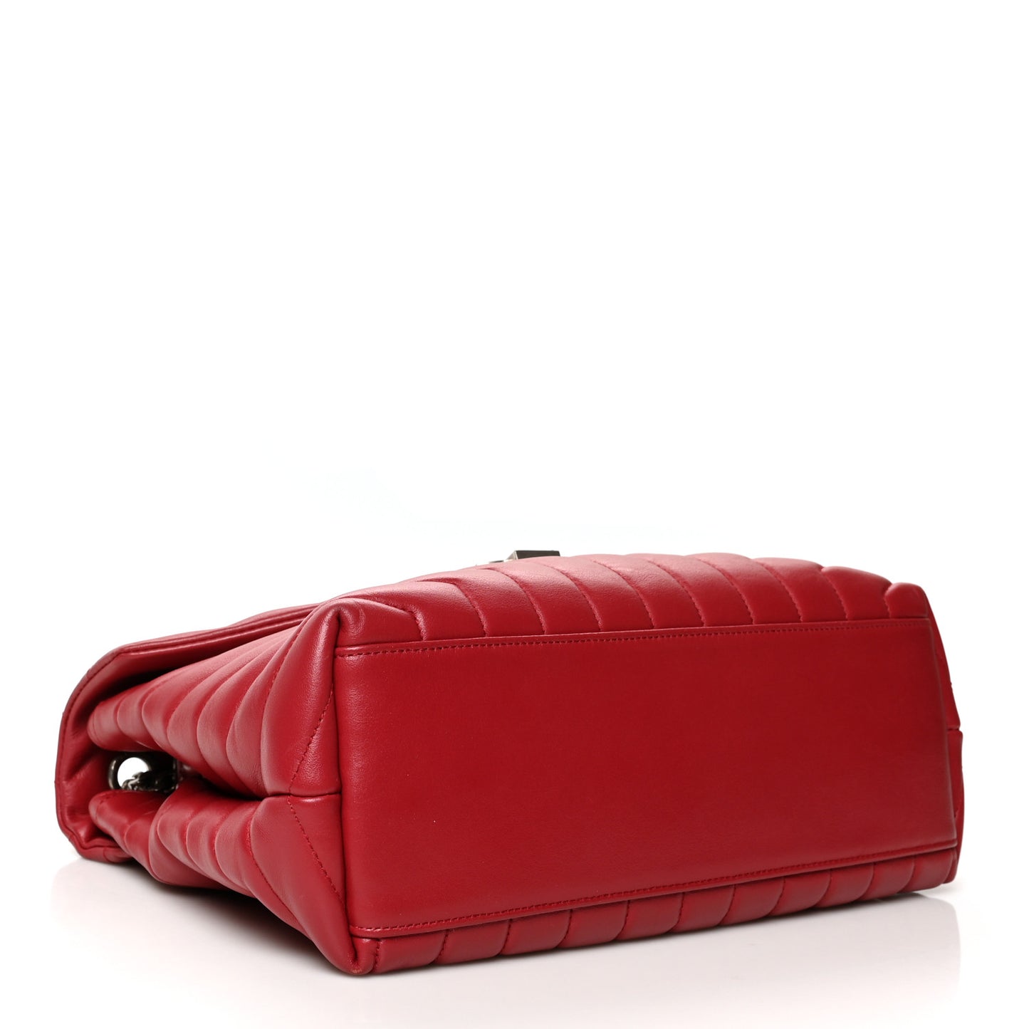 Calfskin Y Quilted Monogram Medium Loulou Chain Satchel Lipstick Red