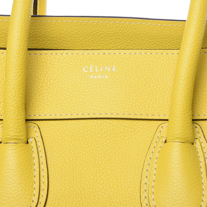 Celine Drummed Calfskin Mini Luggage Citron 7 of 12