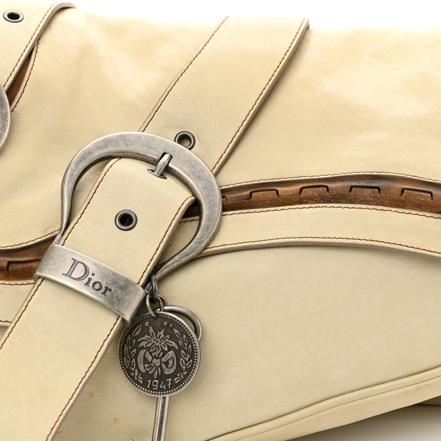 Calfskin Medium Gaucho Double Saddle Bag Ivory