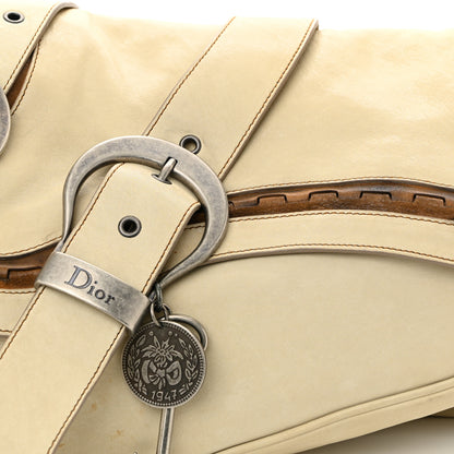 Christian Dior Calfskin Medium Gaucho Double Saddle Bag Ivory 9 of 13