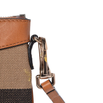 Burberry Mega Check Peyton Crossbody Clutch Bag Saddle Brown 9 of 10