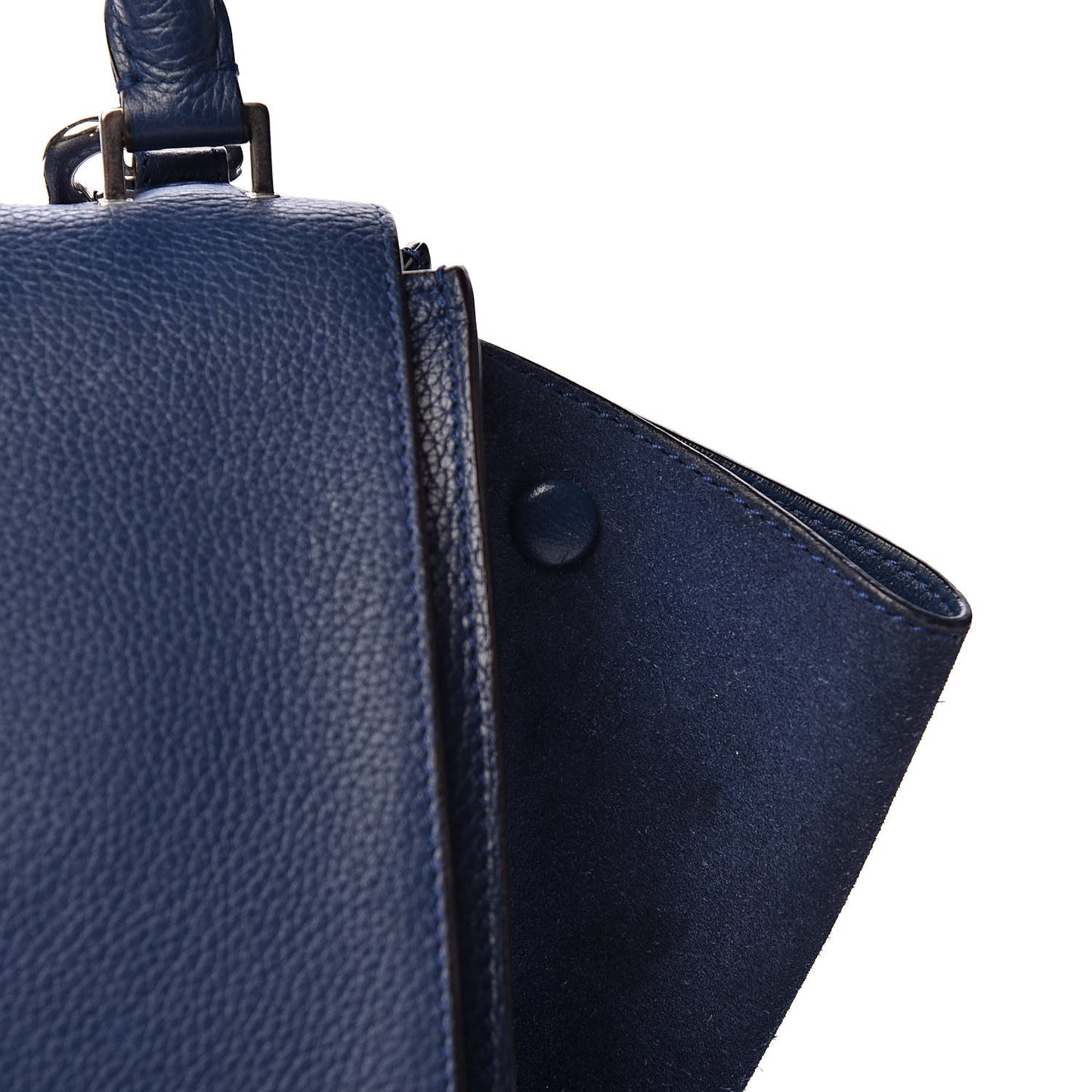 Drummed Calfskin Suede Medium Trapeze Navy