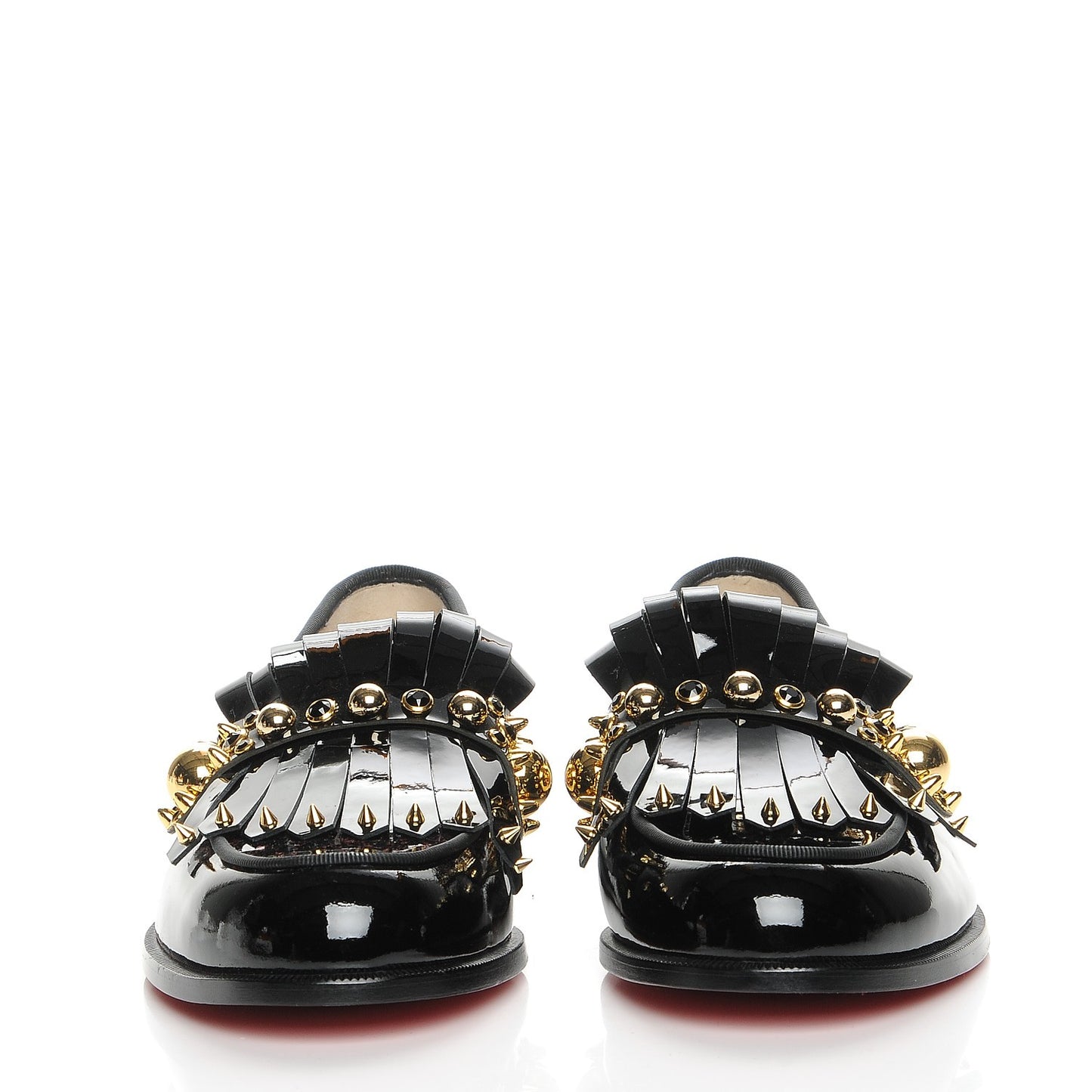 CHRISTIAN LOUBOUTIN Patent Octavian Kiltie Loafer 37.5 Black