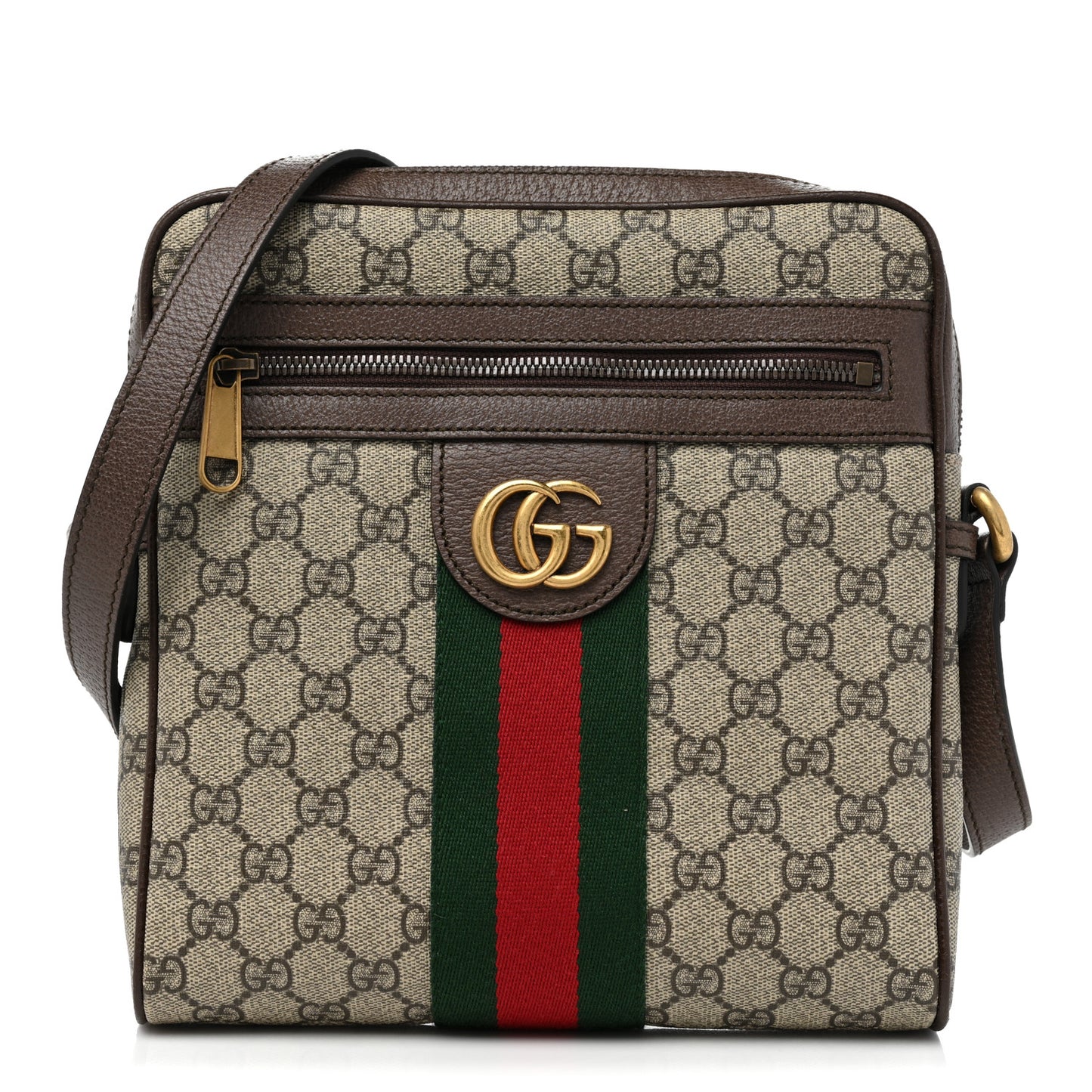 GG Supreme Monogram Web Small Ophidia Messenger Bag Brown
