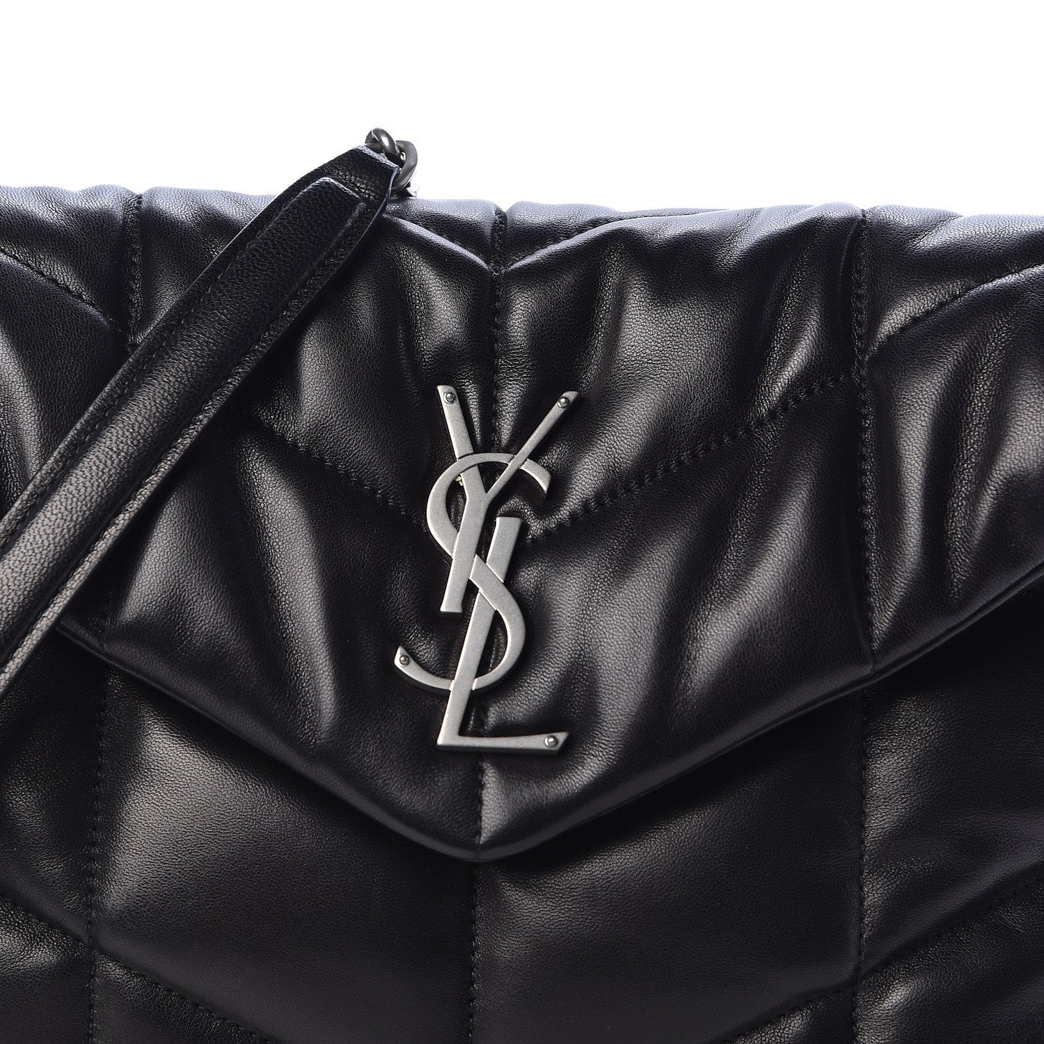 Saint Laurent Lambskin Quilted Small Loulou Puffer Monogram Chain Satchel Black 10 of 10