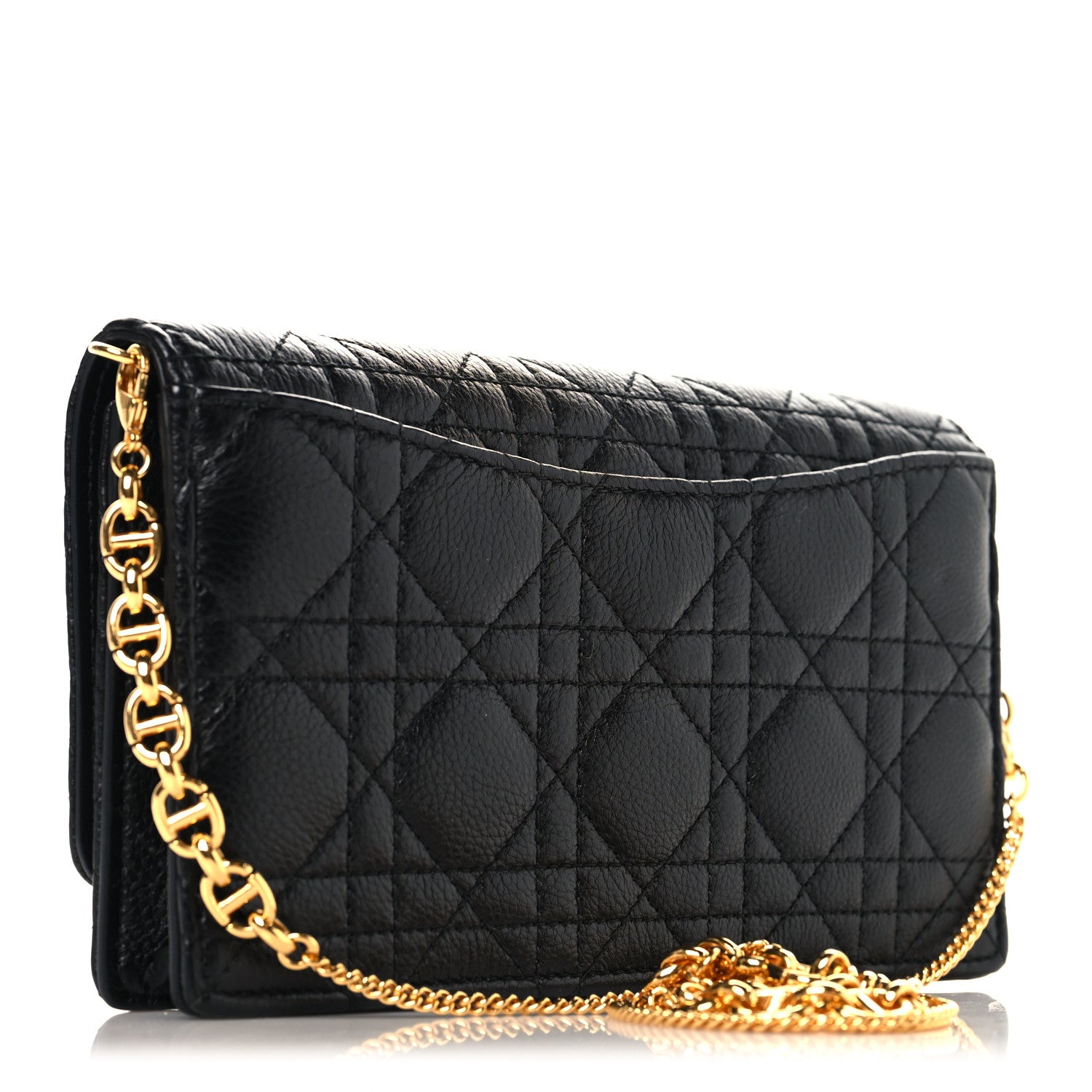 Christian Dior Supple Calfskin Cannage Caro Belt Pouch with Chain  Black 3 of 10