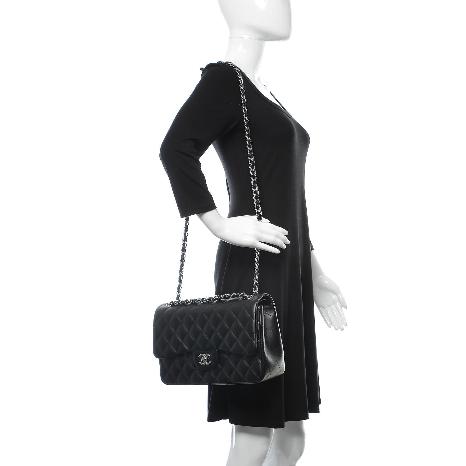 Chanel Lambskin Quilted Jumbo Double Flap Black 2 of 12