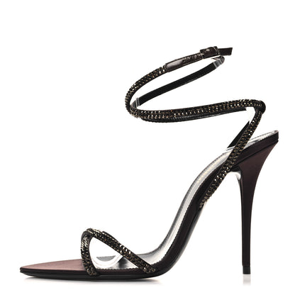 Saint Laurent Satin Crystal Ava 105 Sandals 38 Amaranth 1 of 8