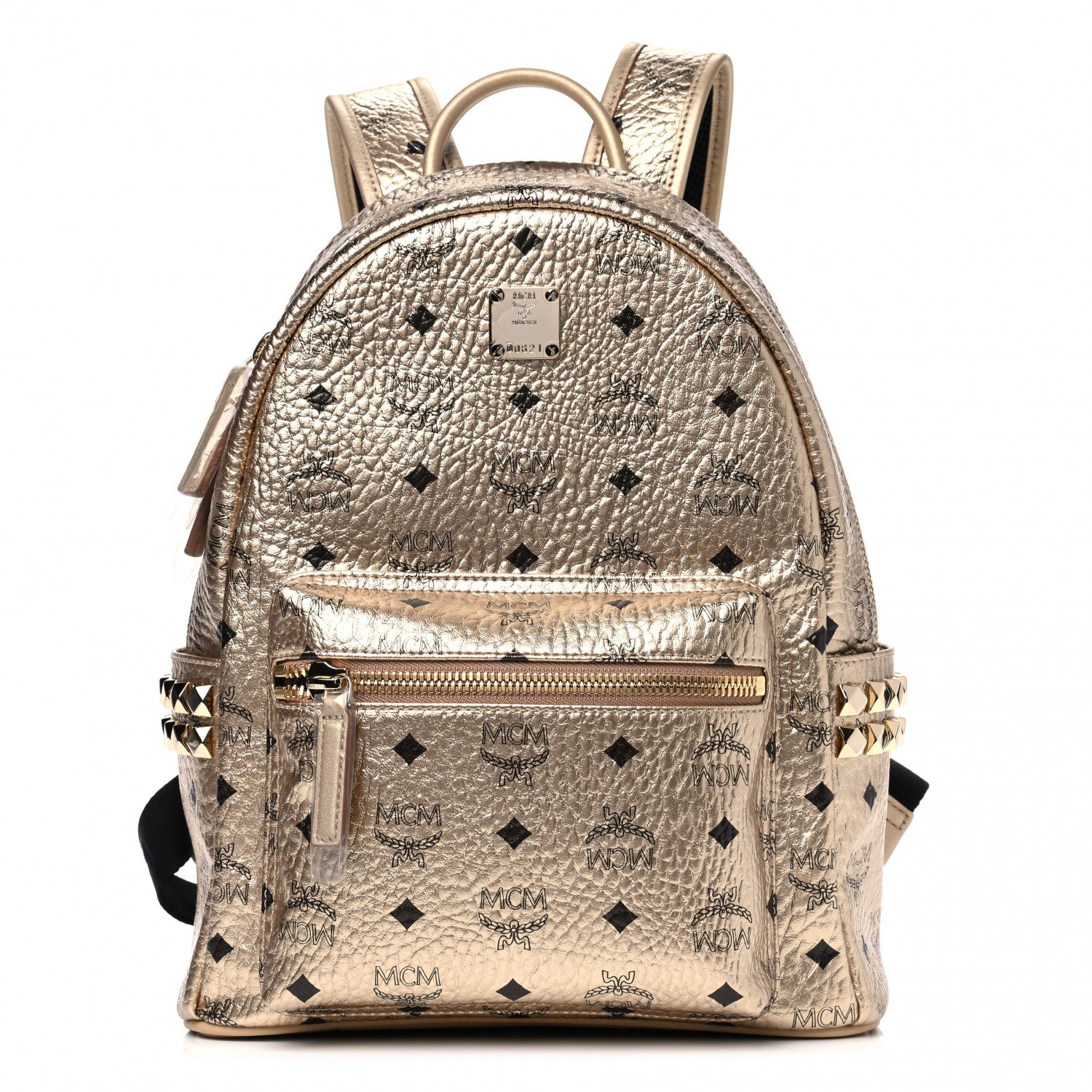MCM Metallic Visetos Small Side Stud Stark Backpack Gold 1 of 4