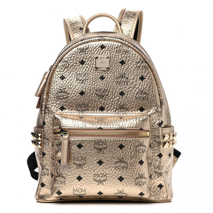 MCM Metallic Visetos Small Side Stud Stark Backpack Gold 1 of 4