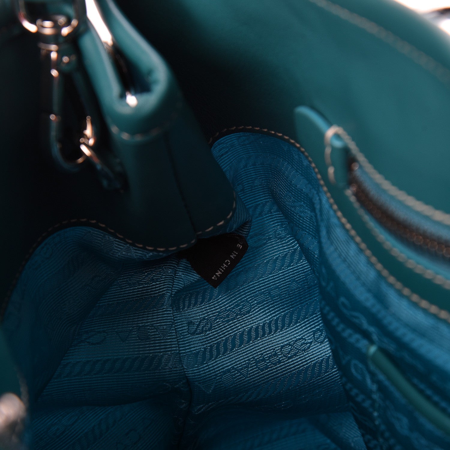 Prada Tessuto Nylon Soft Calf Tote Turchese 7 of 10