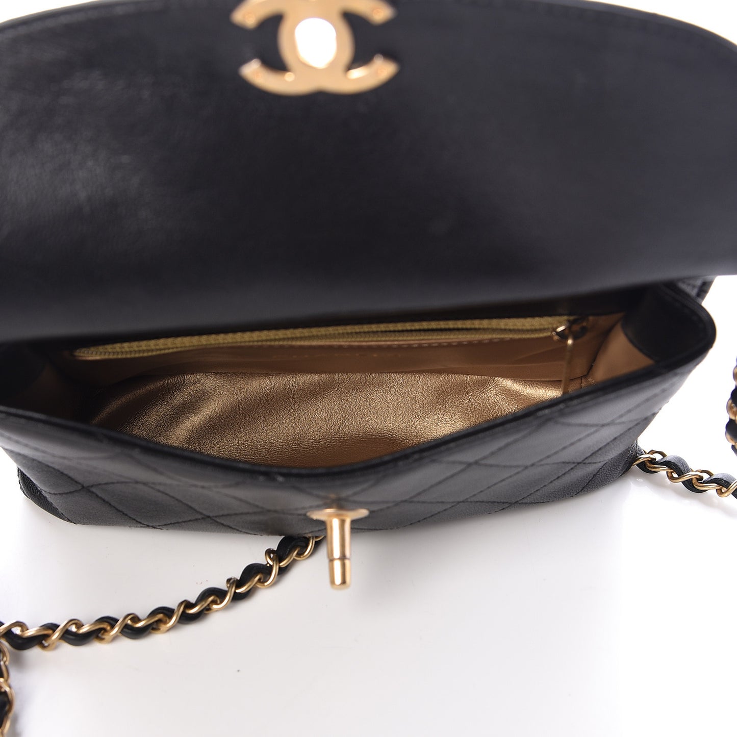 Lambskin Quilted Double Flap Black