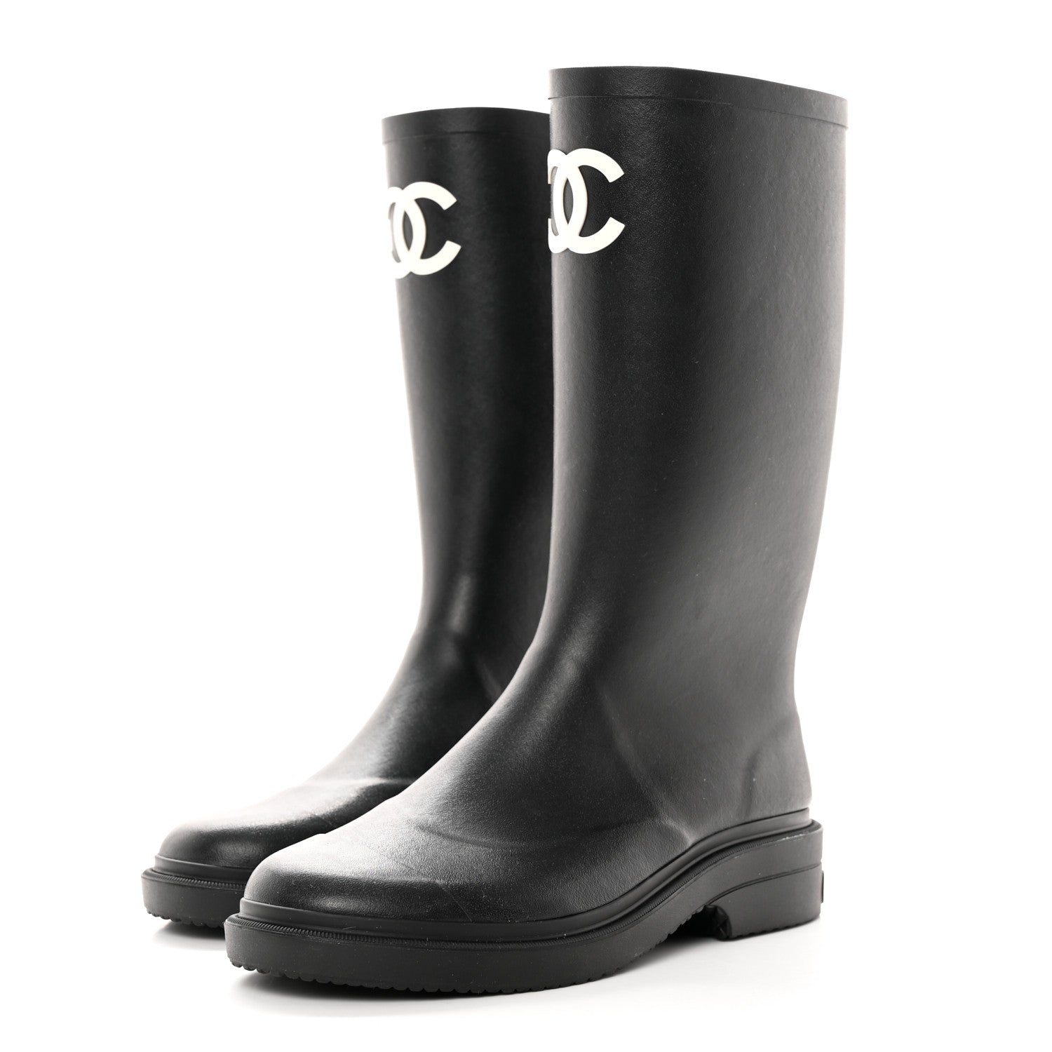Chanel Caoutchouk CC High Boots 38 Black 3 of 13