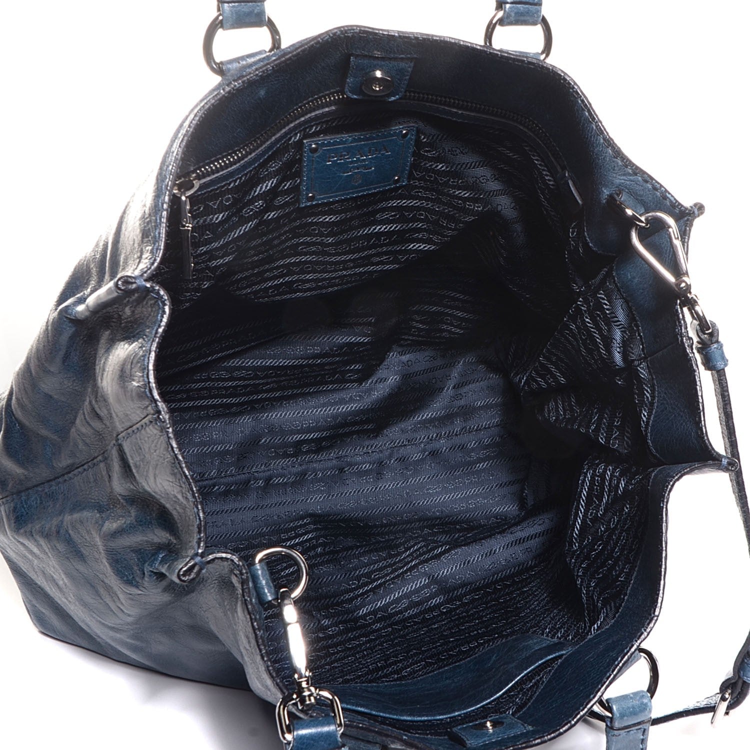 Prada Vitello Shine Tote Denim 5 of 10