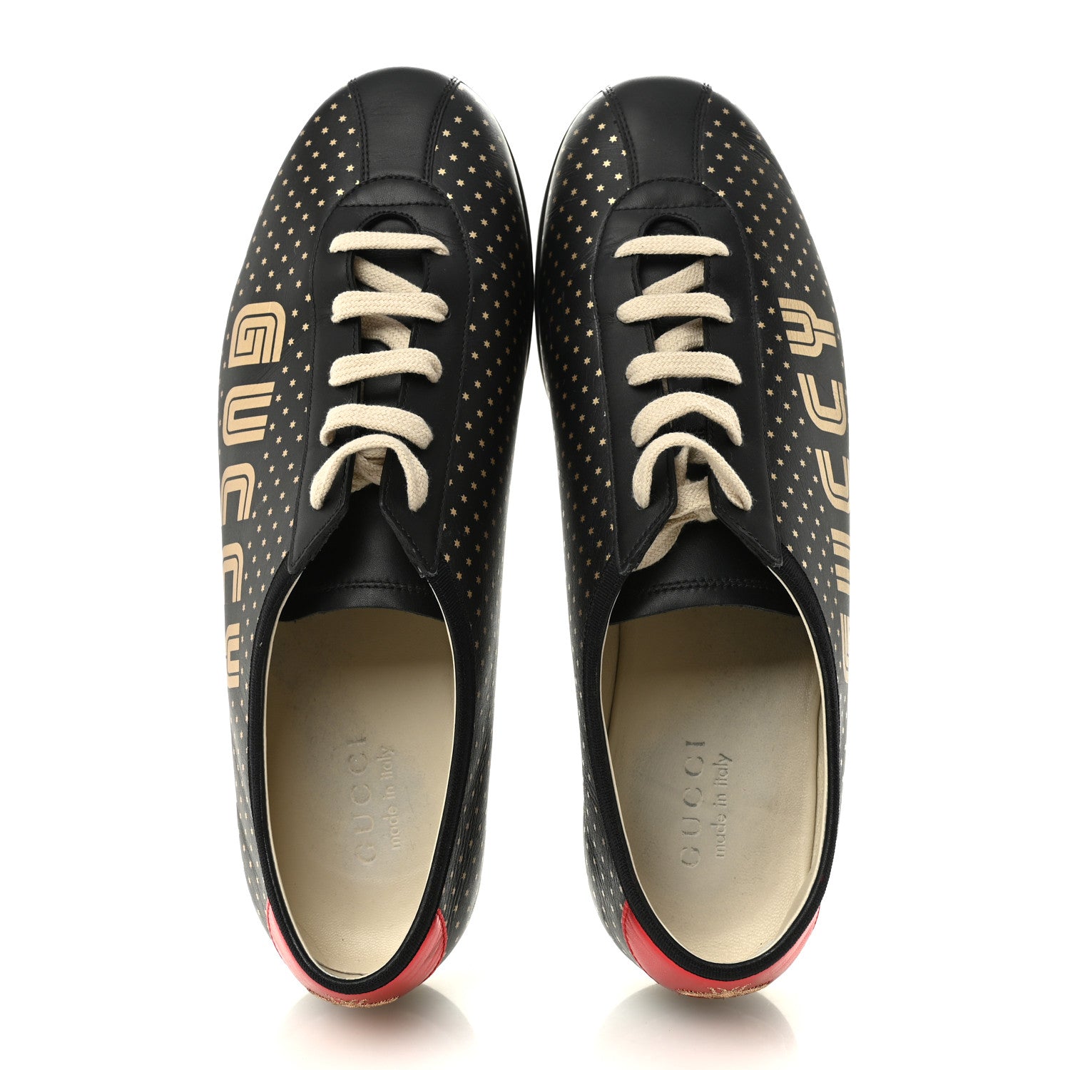 Gucci X SEGA Calfskin GUCCY Stars Mens Falacer Sneakers 12 Black 2 of 13