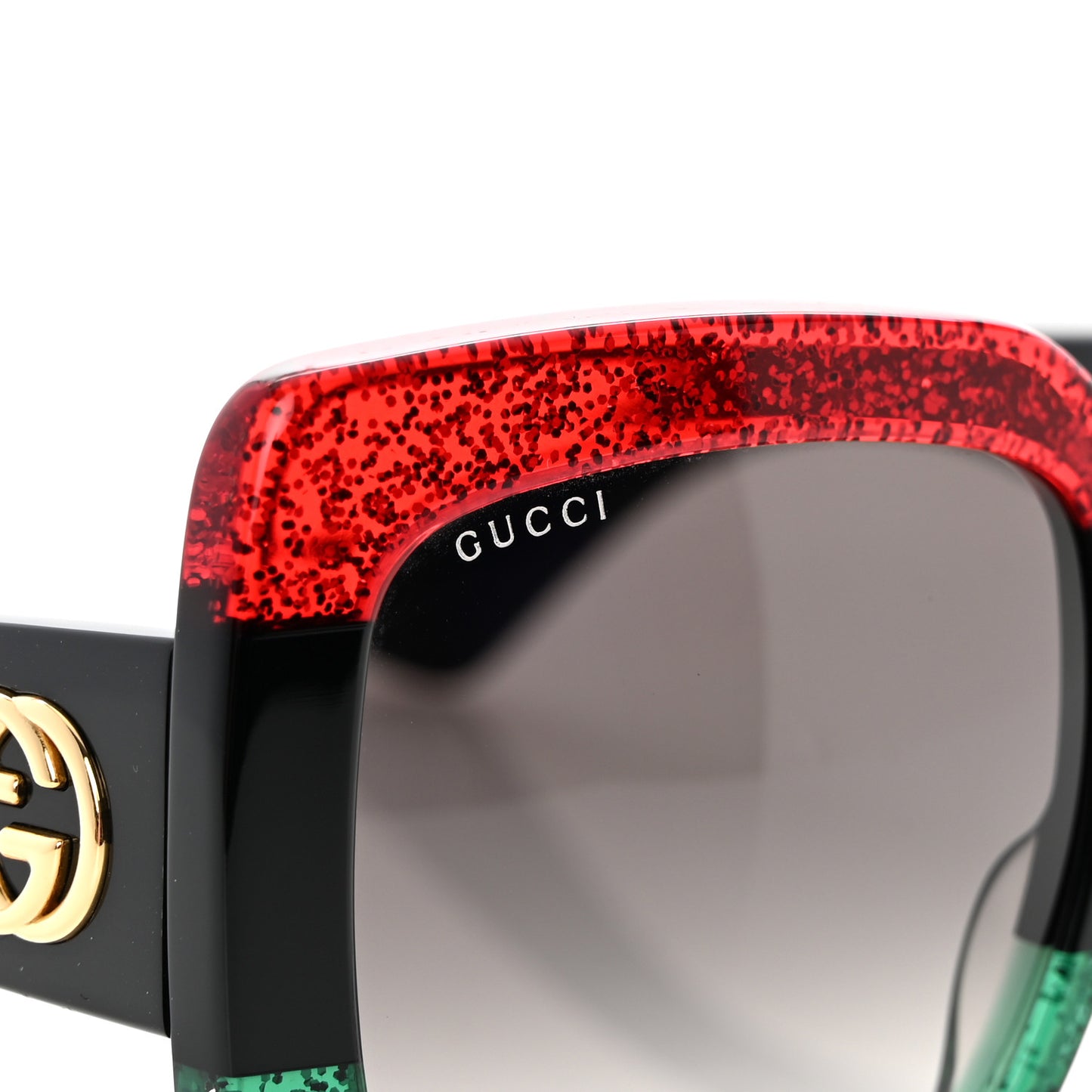 Acetate Square Frame Sunglasses GG0083S Glitter Red Black Green