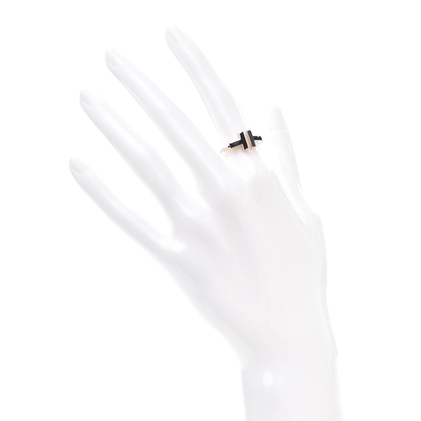 18K Rose Gold Black Onyx T Wire Ring 52 6