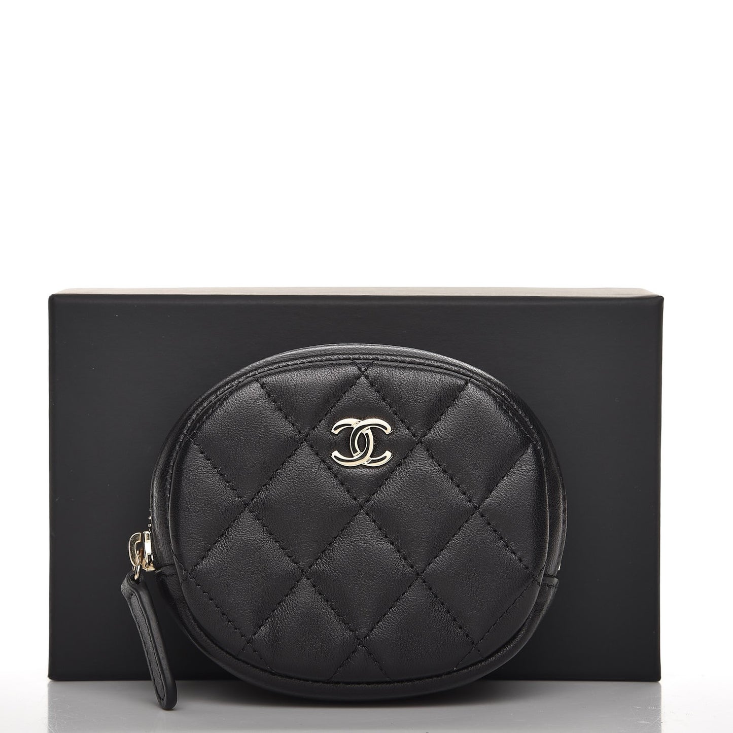 Lambskin Quilted Zip Around Classic Coin Purse Black