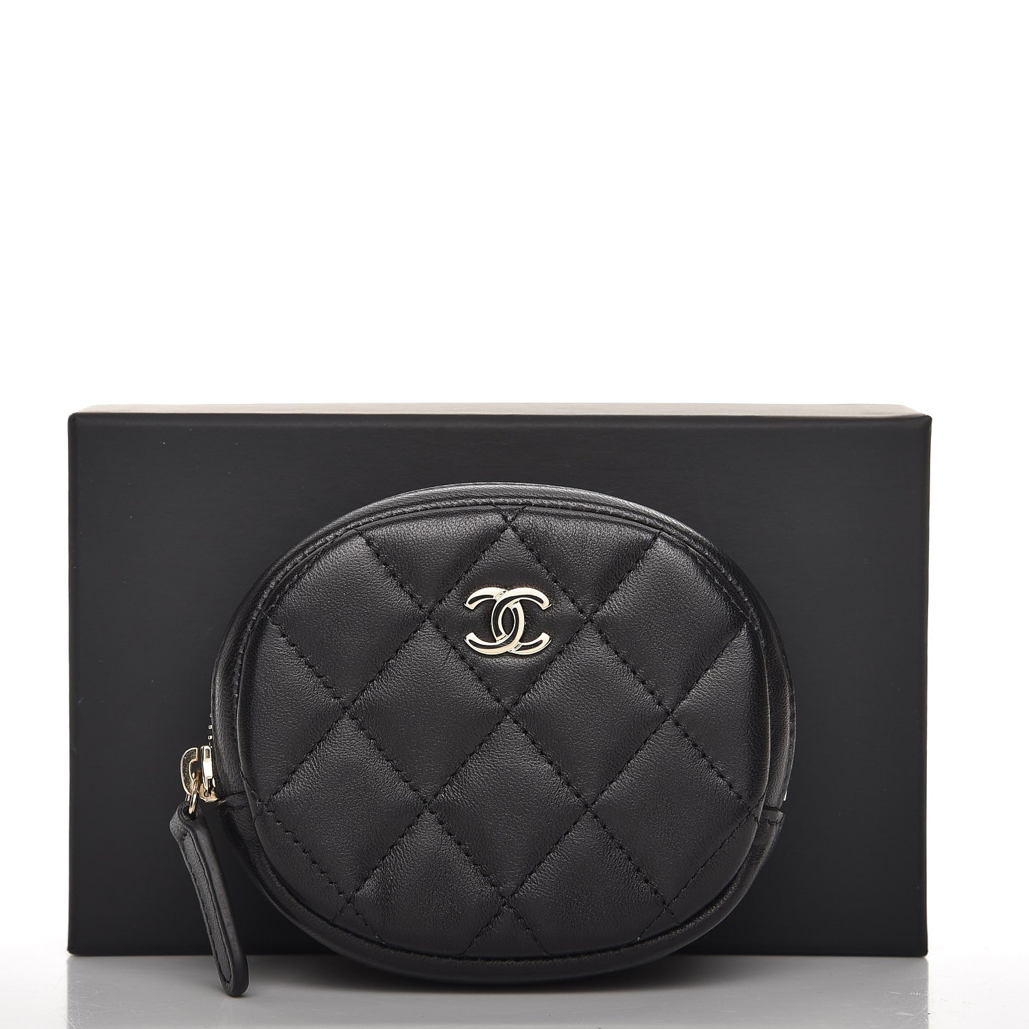 Chanel Lambskin Quilted Zip Around Classic Coin Purse Black 8 of 8