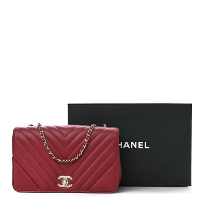 Chanel Calfskin Chevron Quilted Small Statement Flap Burgundy 12 of 12