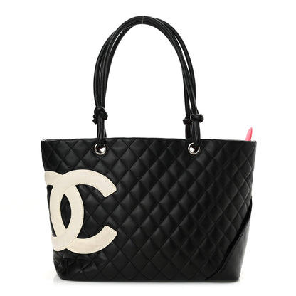 Chanel Calfskin Quilted Large Cambon Tote Black White 1 of 16