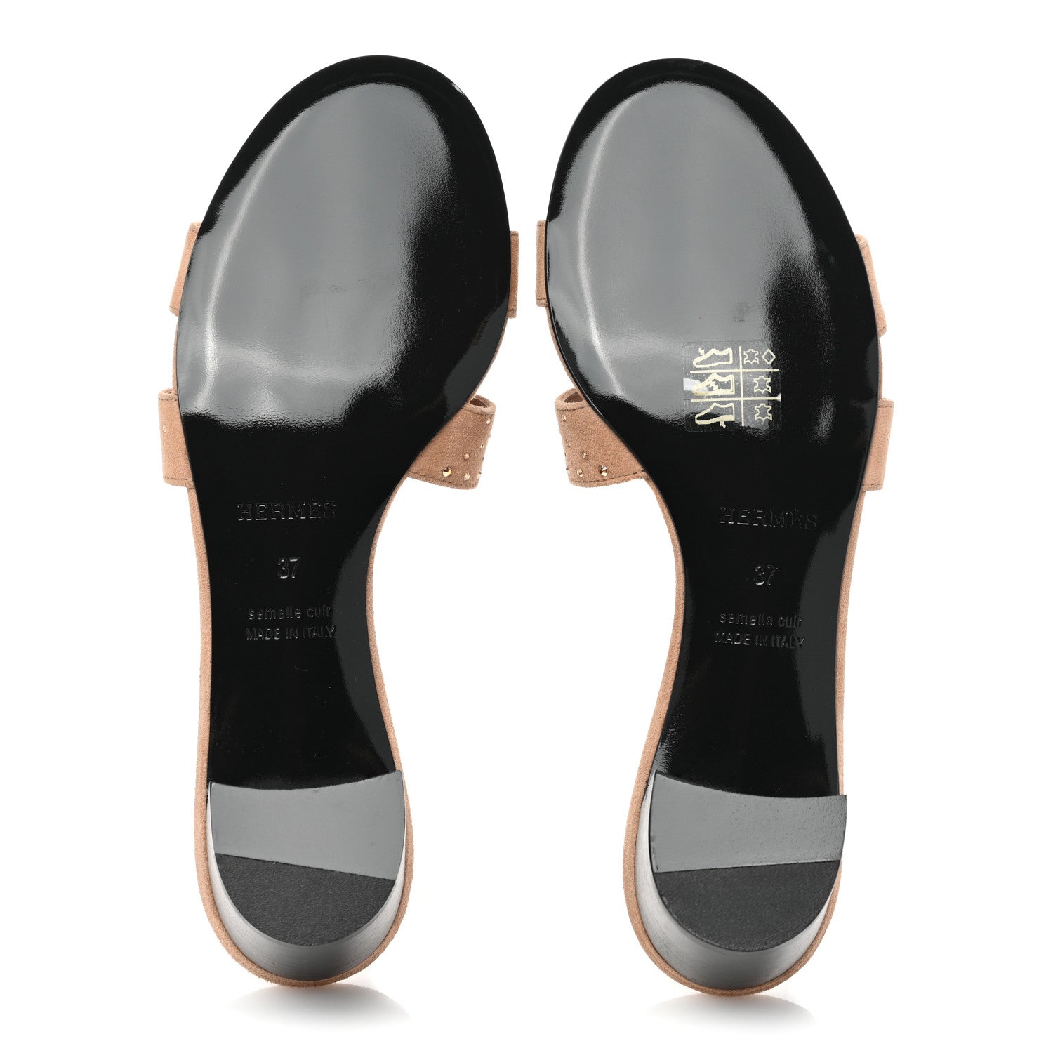 Hermes Suede Goatskin Crystal Oasis Sandals 37 Rose Nude 5 of 9