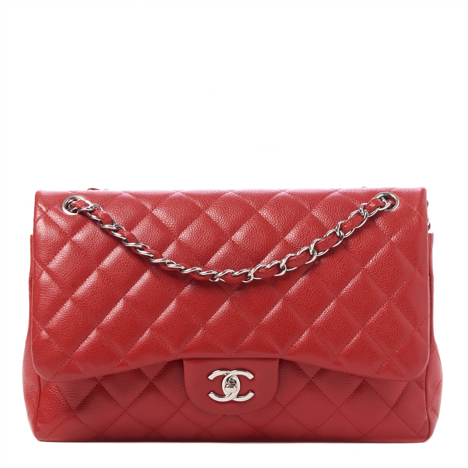 Chanel Caviar Quilted Jumbo Double Flap Red 1 of 10