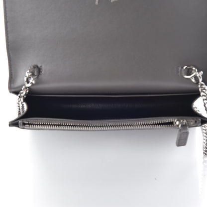 Saint Laurent Calfskin Crocodile Embossed Kate Monogram Tassel Chain Wallet Fog 5 of 9