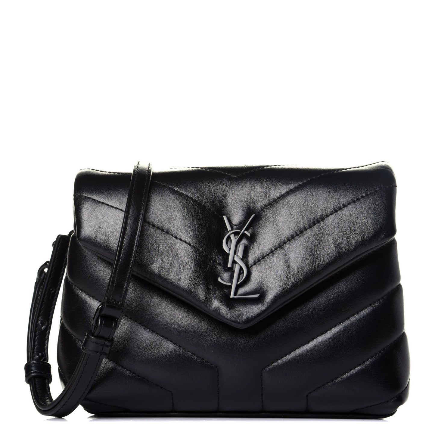 Calfskin Y Quilted Monogram Toy Loulou Crossbody Bag Black
