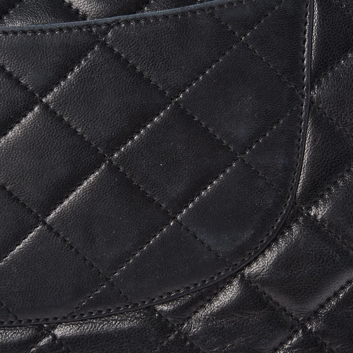 Lambskin Quilted Medium Double Flap Black