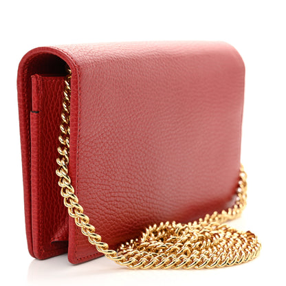 Gucci Dollar Calfskin Mini GG Marmont Chain Wallet Hibiscus Red 3 of 11