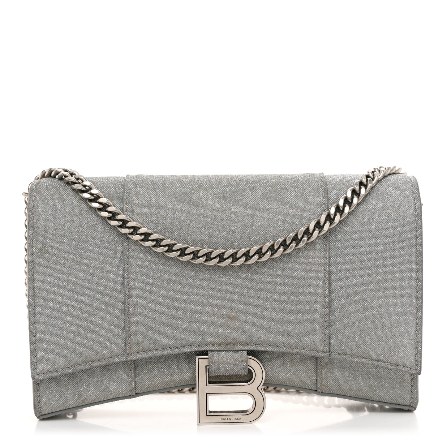 Glitter Fabric Hourglass Chain Bag Grey