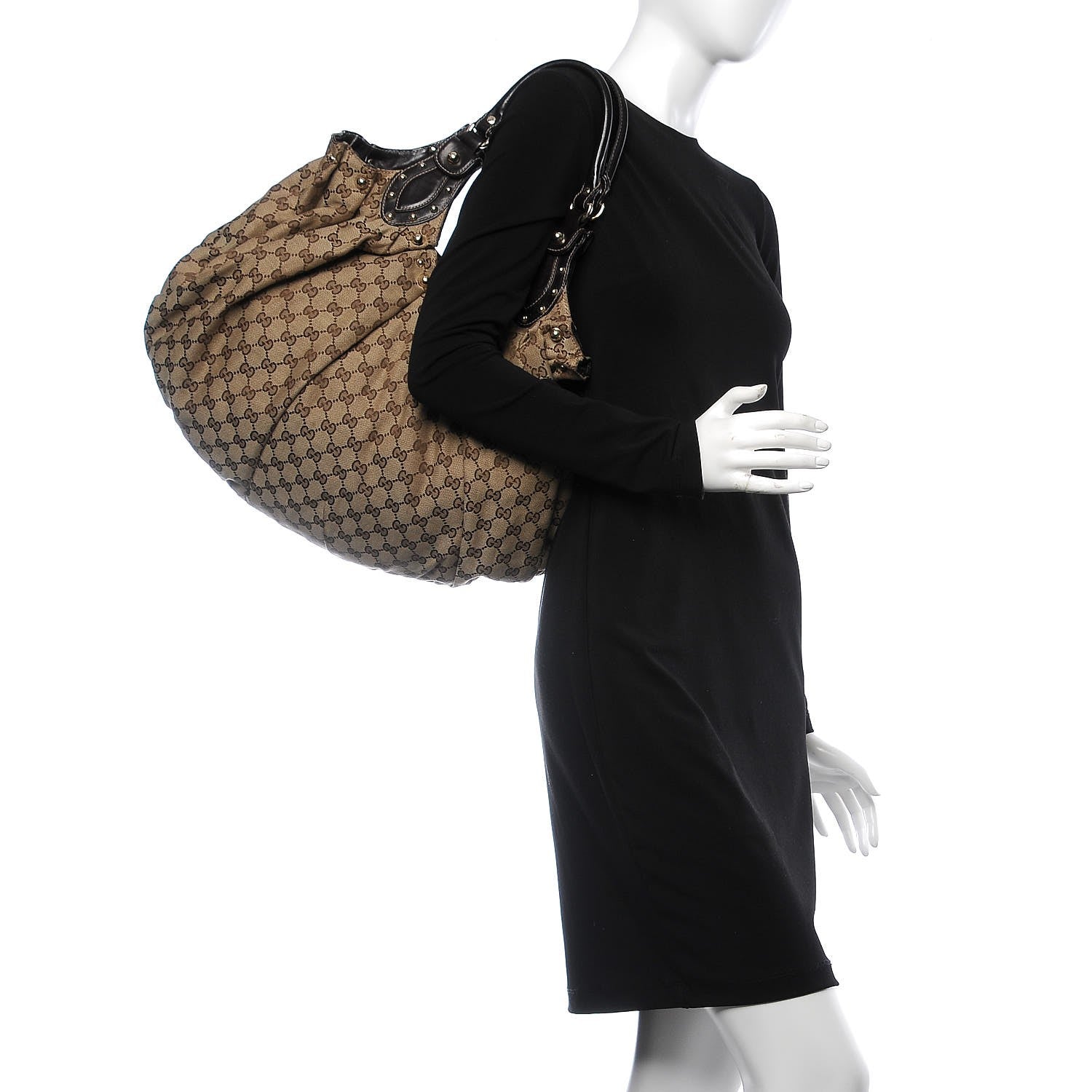 Gucci Monogram Studded Pelham Tote Dark Brown 2 of 12