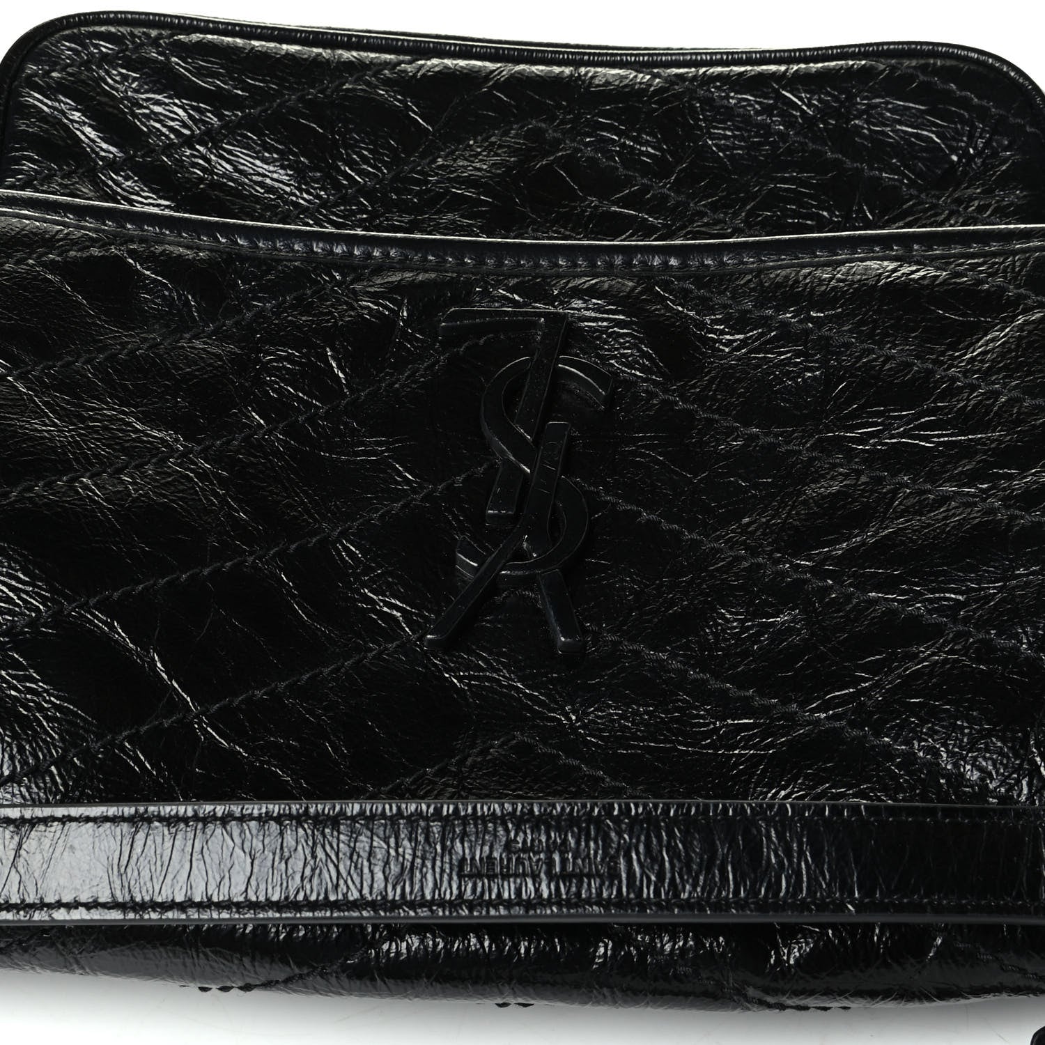 Saint Laurent Crinkled Calfskin Matelasse Monogram Medium Niki Chain Satchel Black 6 of 6