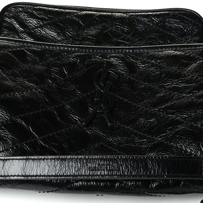 Saint Laurent Crinkled Calfskin Matelasse Monogram Medium Niki Chain Satchel Black 6 of 6