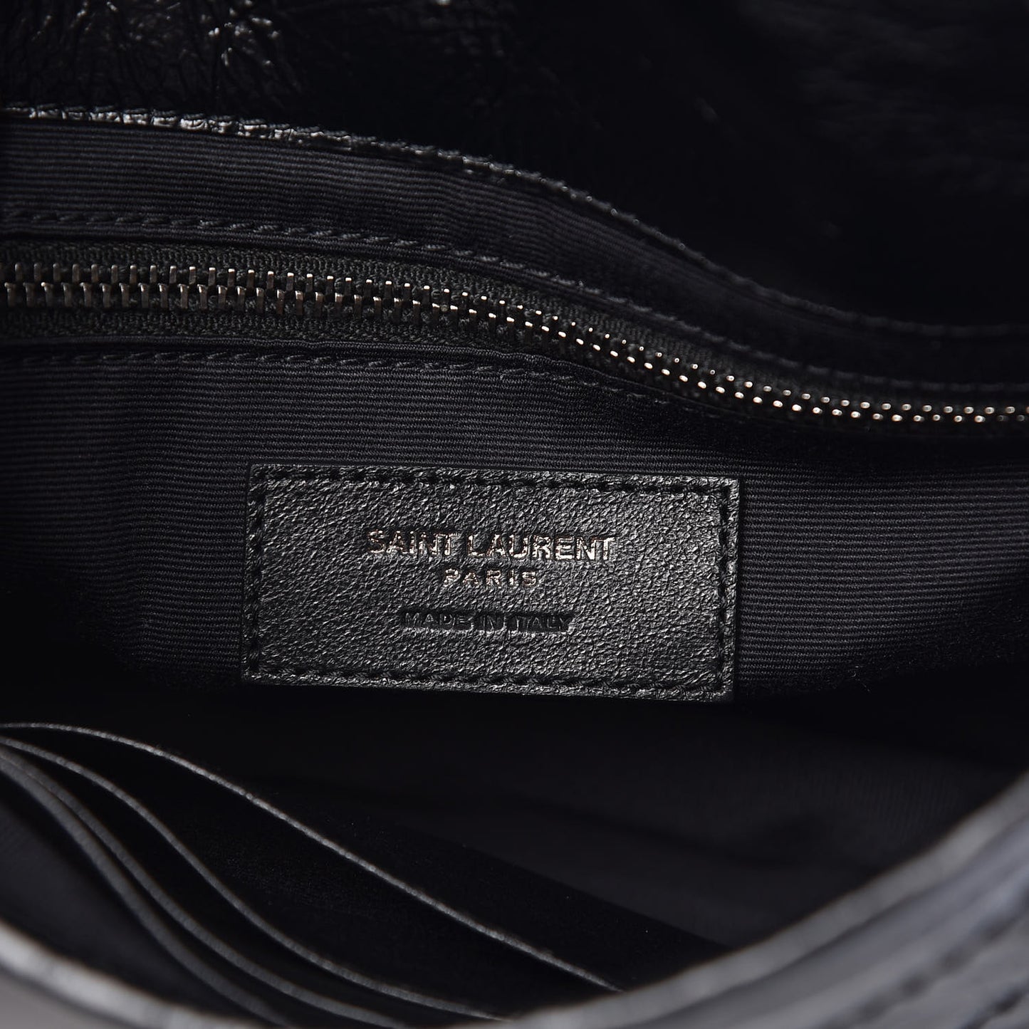Crinkled Calfskin Matelasse Monogram Niki Chain Wallet Black