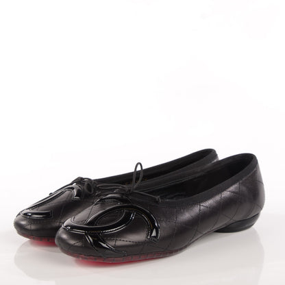 Chanel Lambskin Quilted Cambon Ballerina Flats 37.5 Black 3 of 9