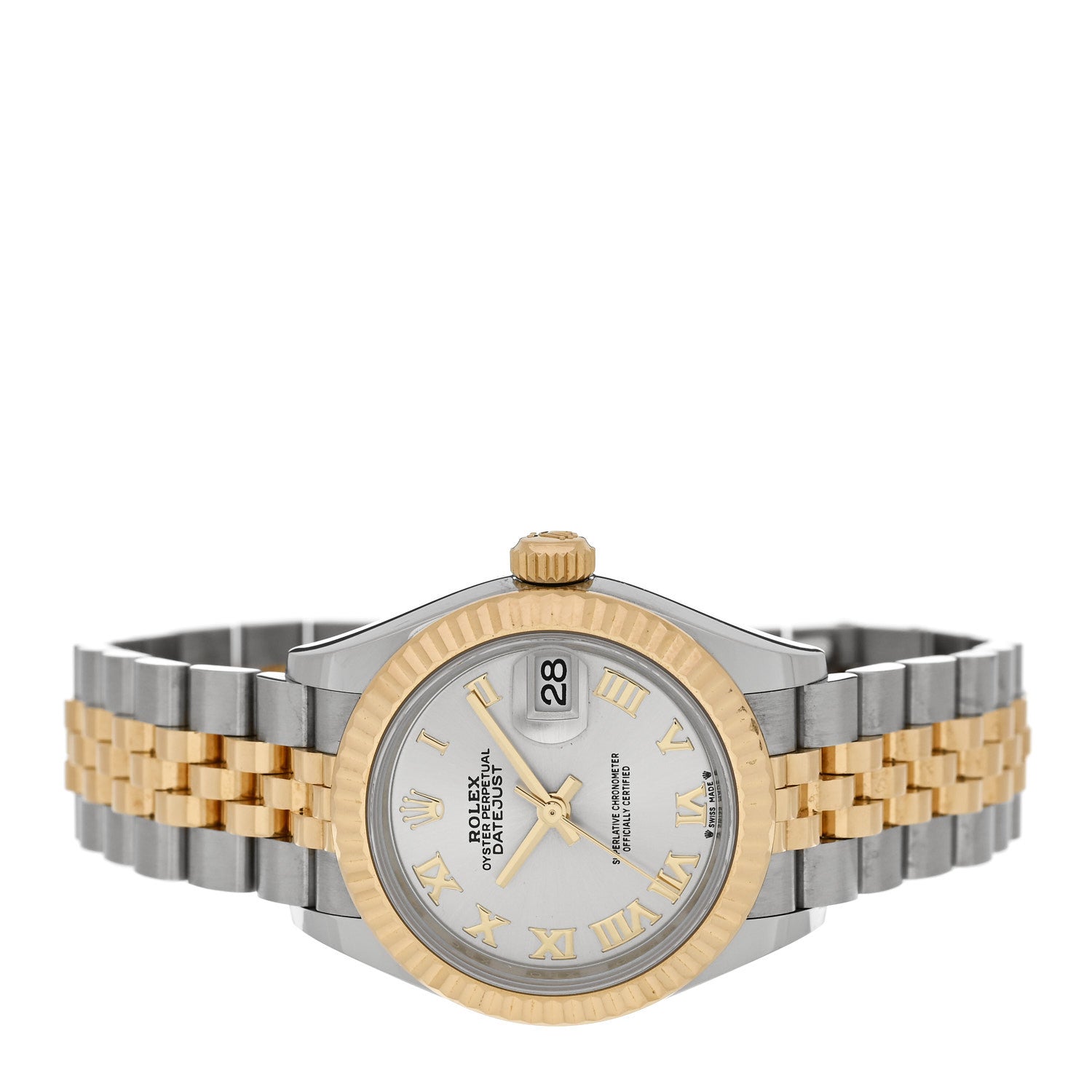 Rolex Stainless Steel 18K Yellow Gold 28mm Oyster Perpetual Datejust Watch Silver Roman 279173 2 of 5