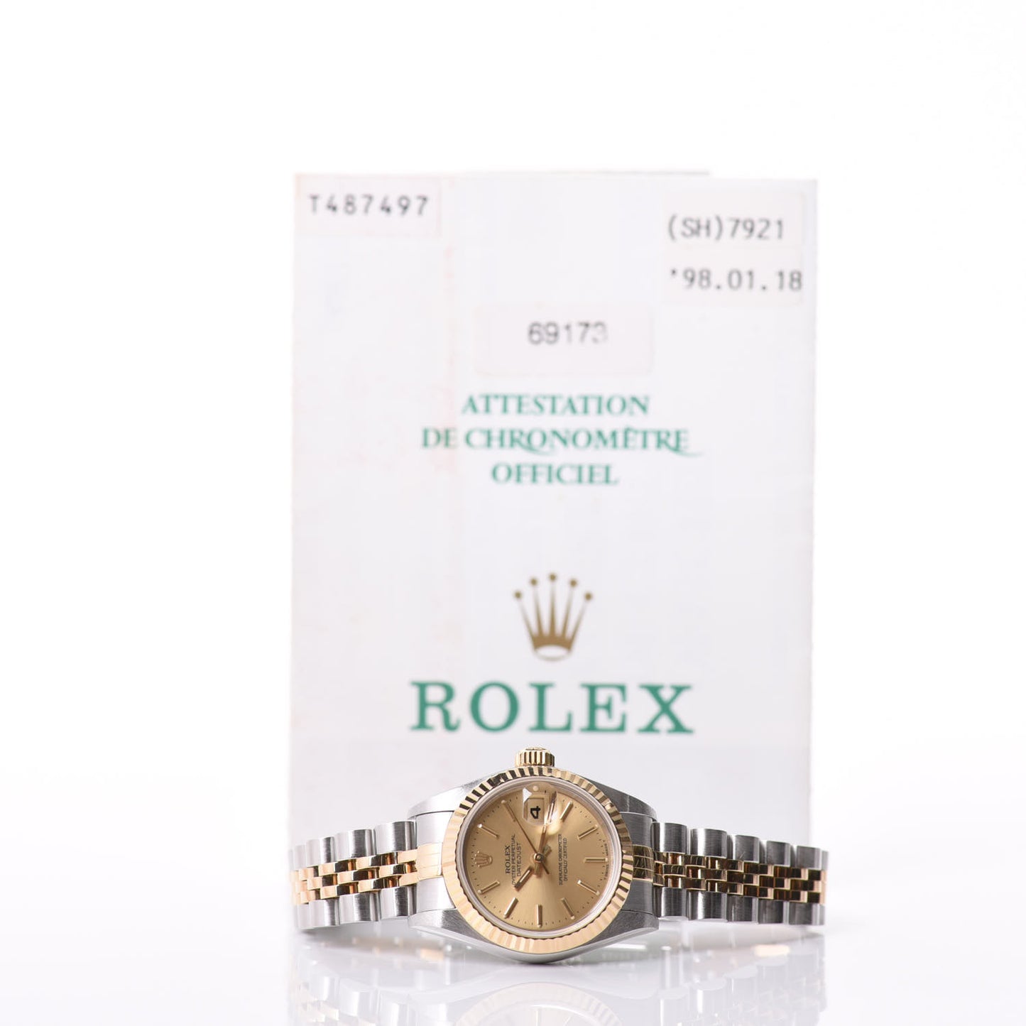 Stainless Steel 18K Yellow Gold 26mm Oyster Perpetual Datejust Watch Champagne 69173