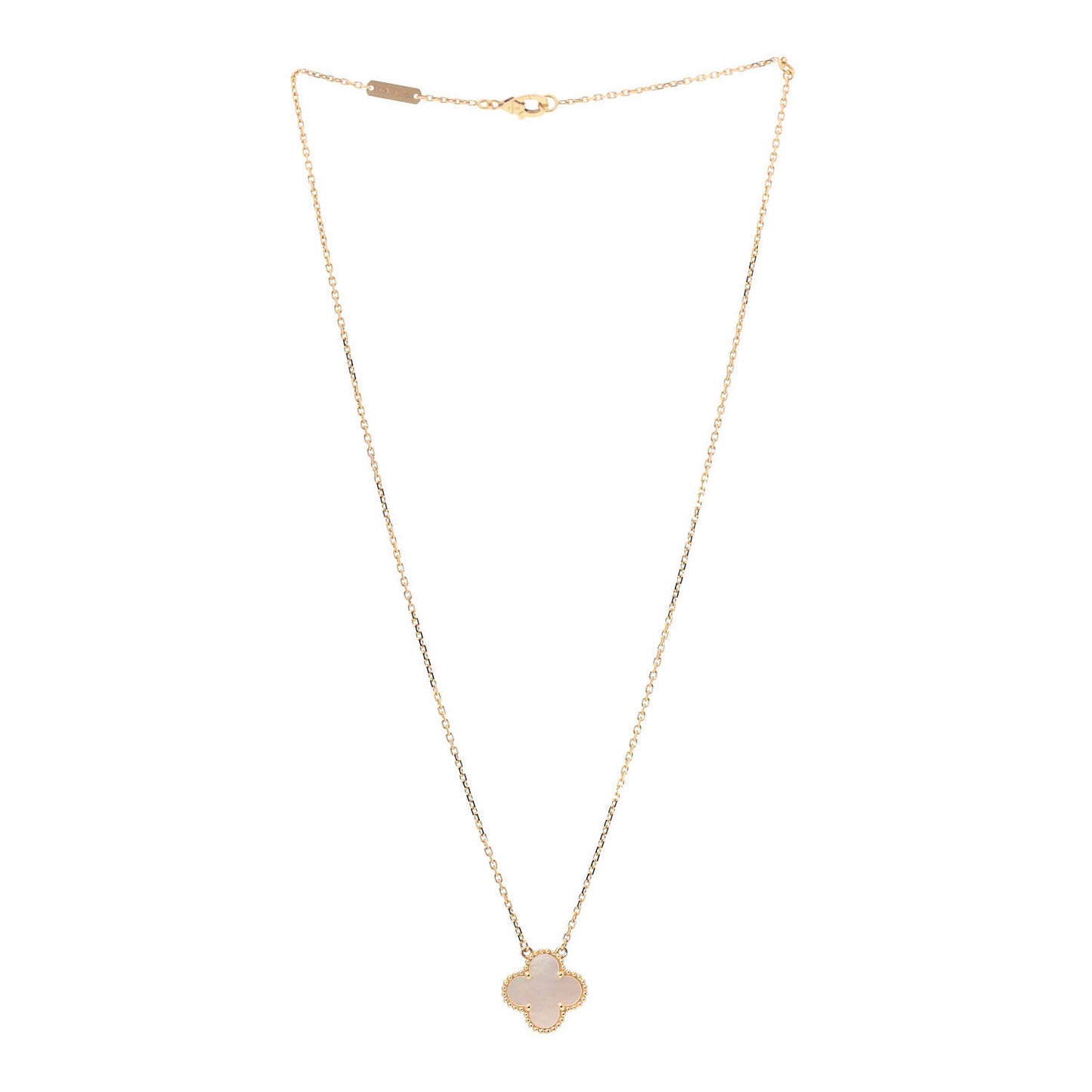 18K Yellow Gold Mother of Pearl Vintage Alhambra Pendant Necklace