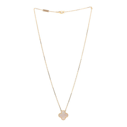 Van Cleef & Arpels 18K Yellow Gold Mother of Pearl Vintage Alhambra Pendant Necklace 3 of 6