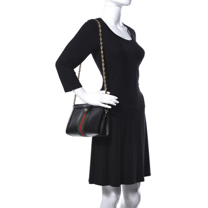 Gucci Calfskin GG Web Small Ophidia Chain Shoulder Bag Black 3 of 11