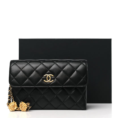 Chanel Lambskin Quilted CC Pouch With Handle Black 13 of 13