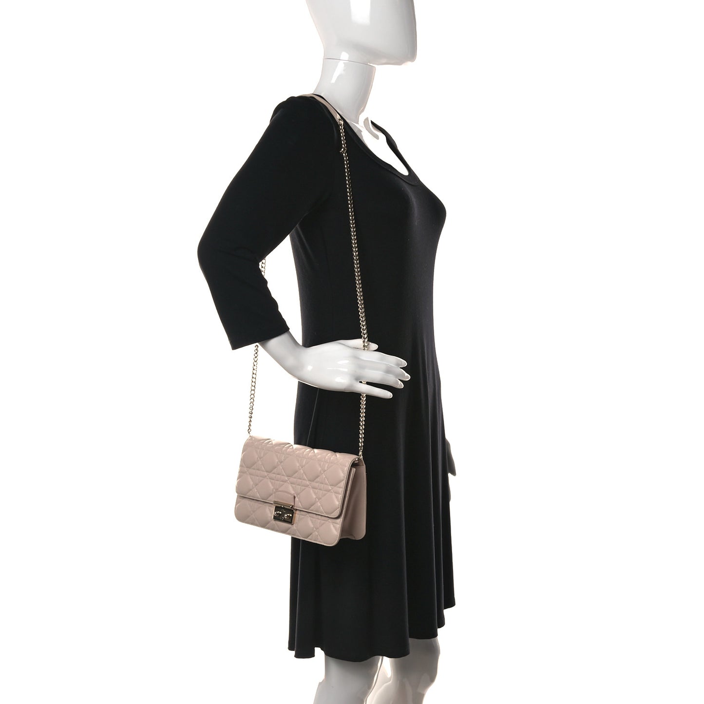 Lambskin Cannage Miss Dior Promenade Pouch Rose Poudre