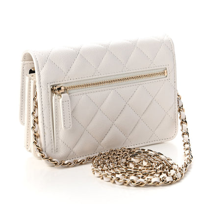 Chanel Caviar Quilted Mini Wallet On Chain WOC White 3 of 11