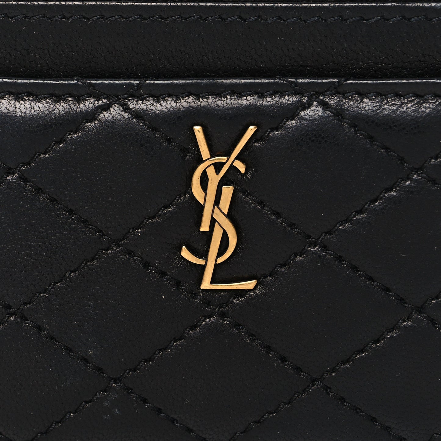 Lambskin Quilted Gaby Credit Card Case Black