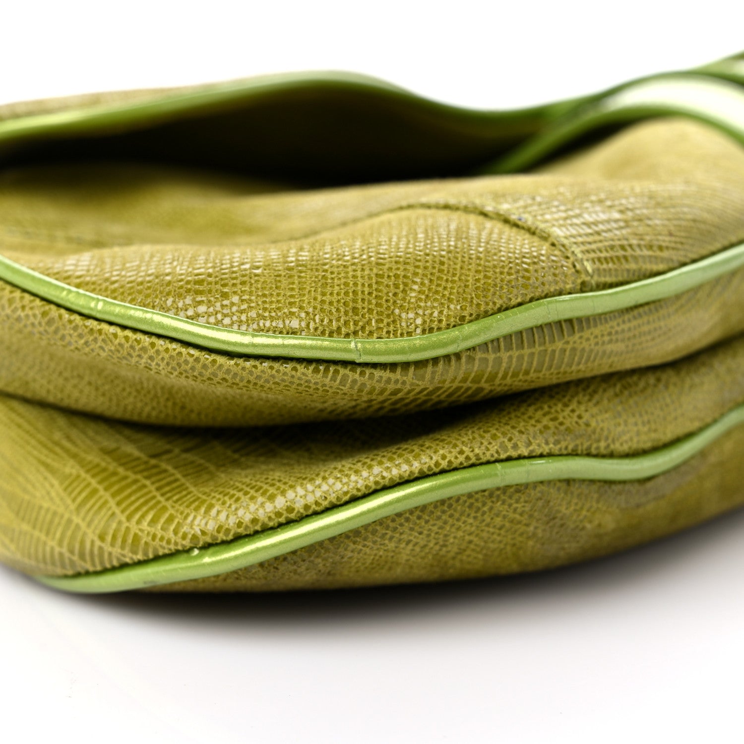 Christian Dior CHRISTIAN DIOR Lizard Saddle Bag Green 8 of 17