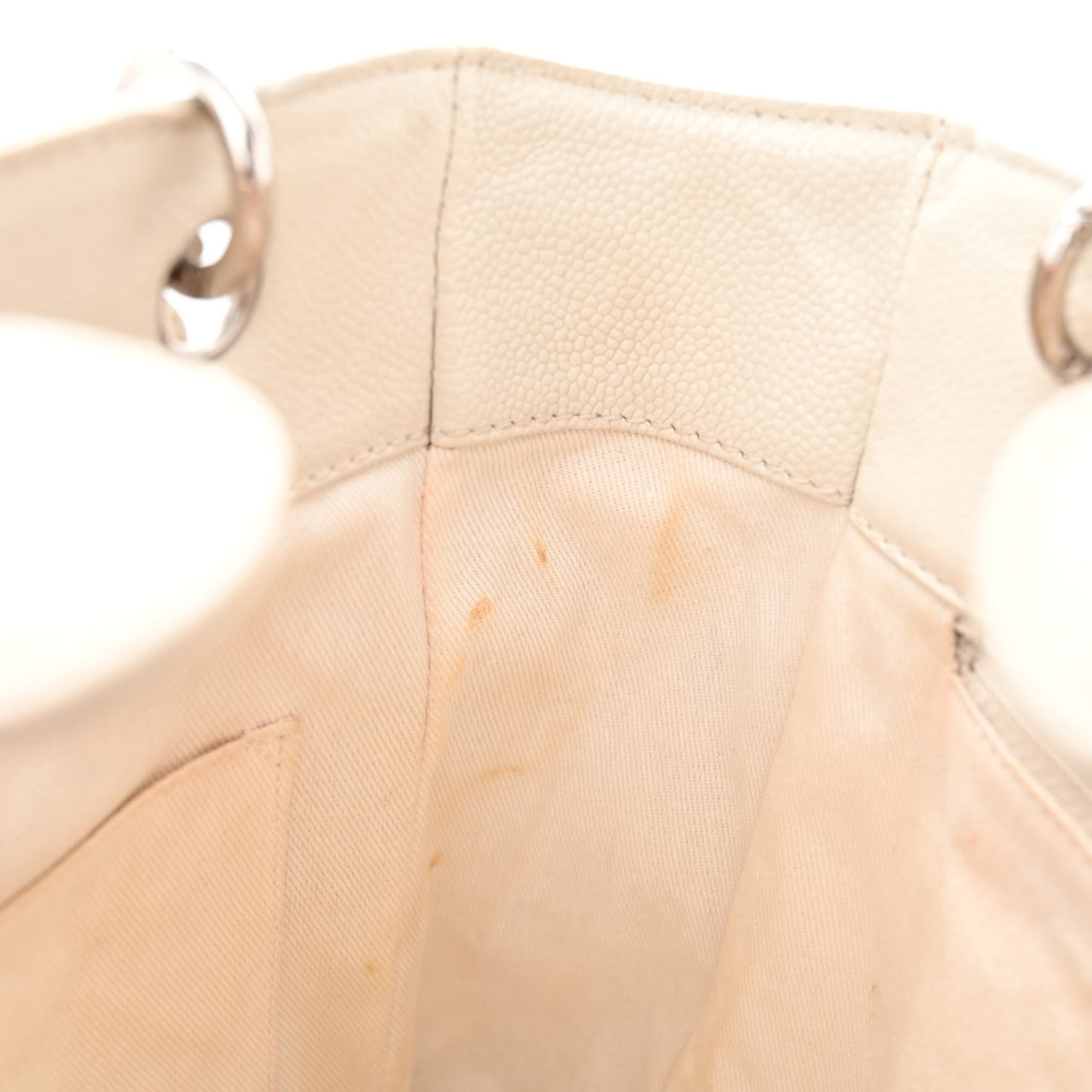 Caviar Quilted Petit Shopping Tote PST White