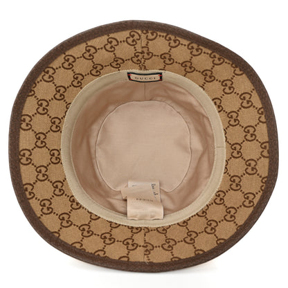 Gucci Monogram Textured Dollar Calfskin GG Jago Bucket Hat M Cacao Beige 7 of 10